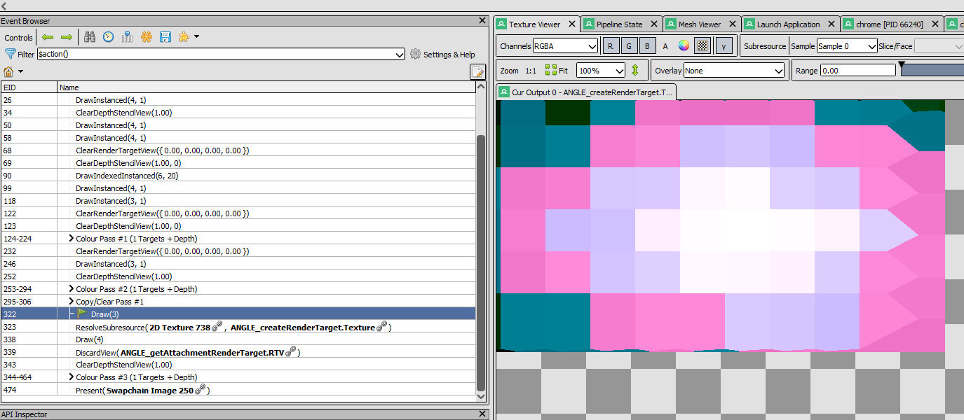 the very specific draw call when my shader is drawn