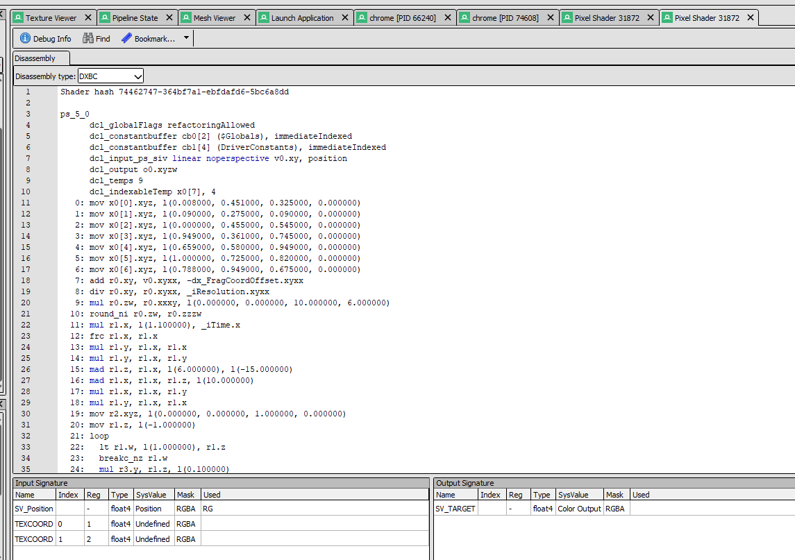 finally the shader disassembly